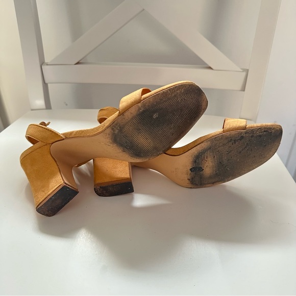 Mango Ankle Strap Faux Suede Heeled Sandals in Peach Orange - Picture 8 of 10